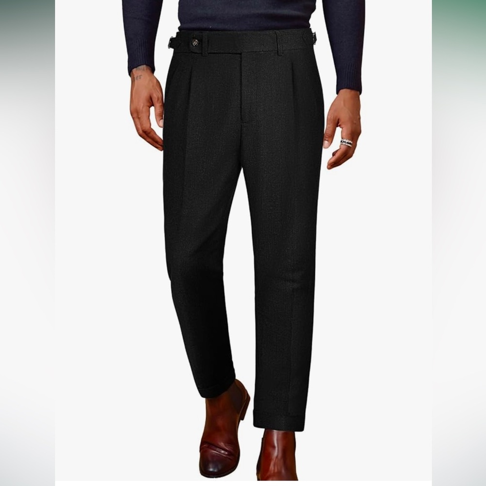 NWT PJ PAUL JONES Men Vintage Tweed Pants Herringbone Pleated Suit Trousers XL